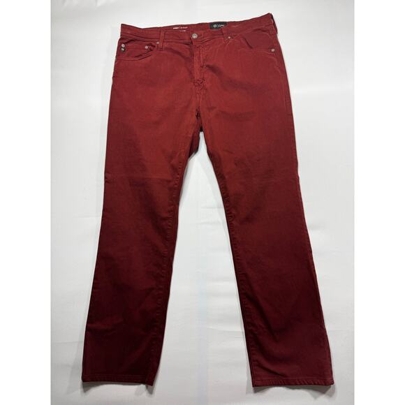 AG Adriano Goldschmied Men's Everett Slim Straight Leg Red Pants - Size 38x31 - Picture 1 of 5